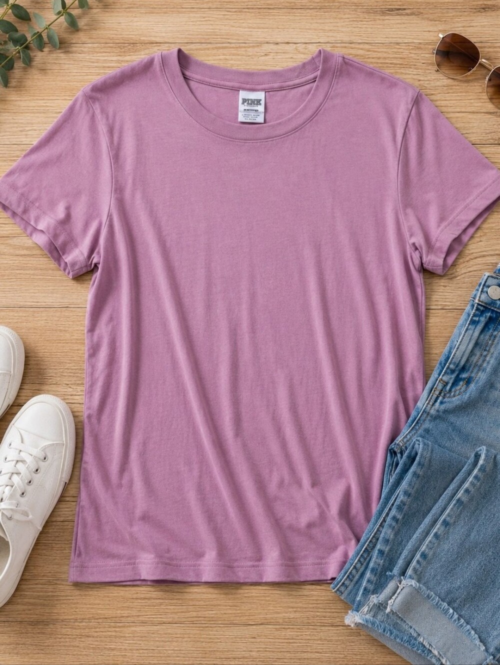 PINK Victoria Secret Mauve Pink  Women's Cotton Tee Size Small